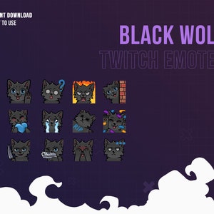 Wolf Twitch Emotes | Wolf Emotes | Stream Emotes | wolf | Blackwolf | streamer | Twitch Graphics | Black Wolf & Blue Eyes