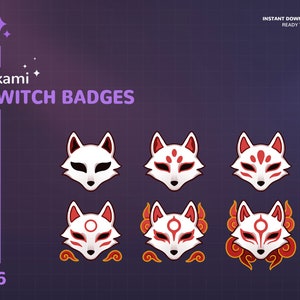 Kitsune Mask Twitch Badges | Fox Twitch Badges | Stream Bit Badges | Okami Bit Badges | Kitsune | Kitsune Twitch Sub Badges | Japanese Mask