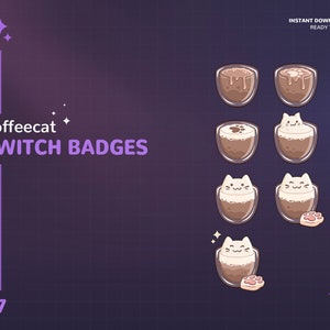 Coffee Cat Badges Twitch | Stream Sub & Bit Badges | Cat Bit Badges | Cat | Coffee | Twitch Graphics | Cat Badges