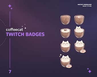 Coffee Cat Badges Twitch | Stream Sub & Bit Badges | Cat Bit Badges | Cat | Coffee | Twitch Graphics | Cat Badges