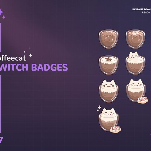 Coffee Cat Badges Twitch Stream Sub & Bit Badges Cat Bit Etsy