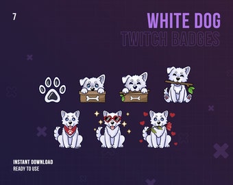 White Dog Twitch Badges | Puppy Twitch Badges | Stream Sub | German Shepherd Bit Badges | Twitch Graphics | Wolf Badges