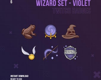 Violet Wizard Set Twitch Badges | Stream Sub & Bit Badges | Harry Bit Badges | Magic | Twitch Graphics | Hog Inspired | Universal