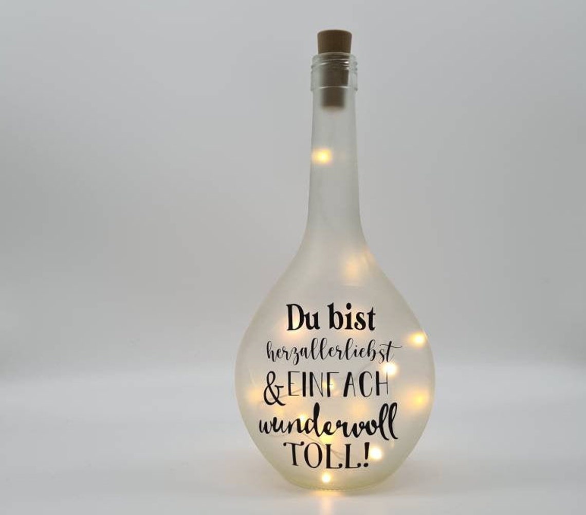 Leuchtflasche Weinflasche Dekoflasche mit Spruch Etsy.de