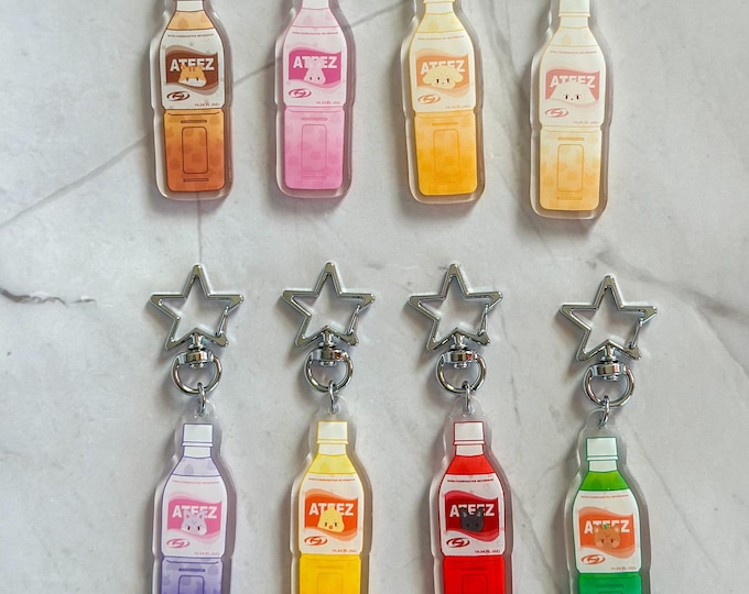 Ateez Aniteez Calpico Drink Double-Sided Acrylic Keychain | K-pop Merch