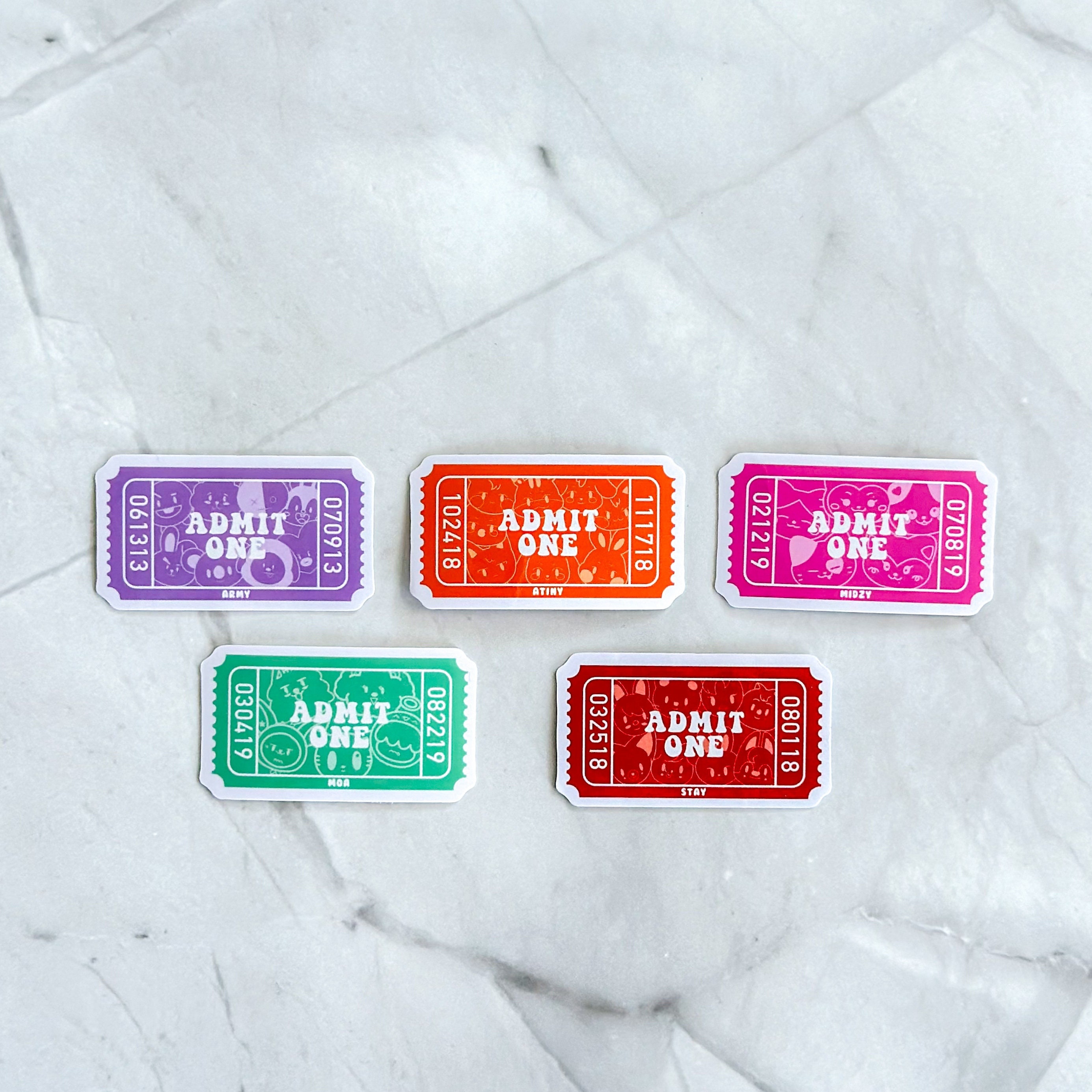Admit One Ticket Vinyl Stickers | Ateez, BTS, Itzy, Stray Kids, TXT| K ...