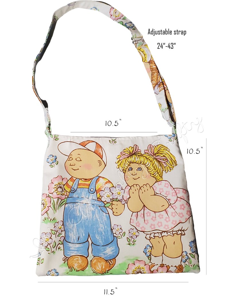 Cabbage Patch Tote Purse Over the shoulder Upcycled Vintage Sheet