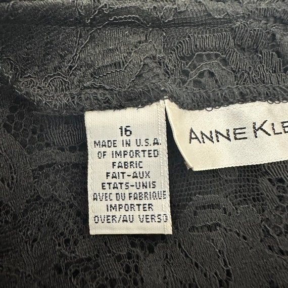 ANNE KLEIN Vintage Black Full Lace Button Front R… - image 9