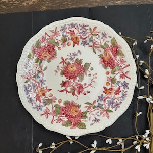 Copeland Spode Red Aster Salad / AppetizerPlate Vintage 9 inch England 1 Piece