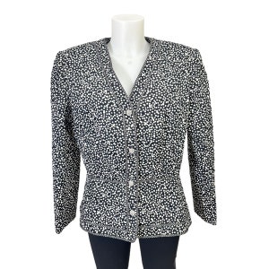 RICKIE FREEMAN for TeriJon Vintage 80s polka dot silk quilted Coat sz 14