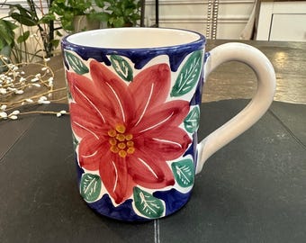 Rare Vintage Coffee Mug Sberna Deruta for Starbucks Made in Italy Floral Print
