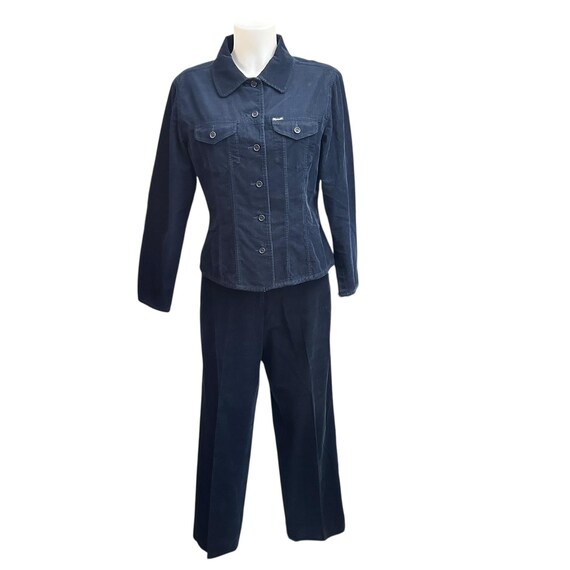 Façonnable, Faconnable Vintage Navy Blue Corduroy Jacket and Pants Set sz M/ 12 Baggy Casual