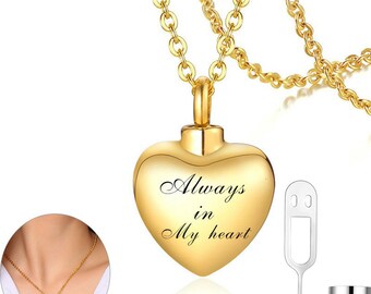Customize Name Perfume Vial Heart Pendant Memorial Cremation Urn Necklace Jewelry Free Engraving