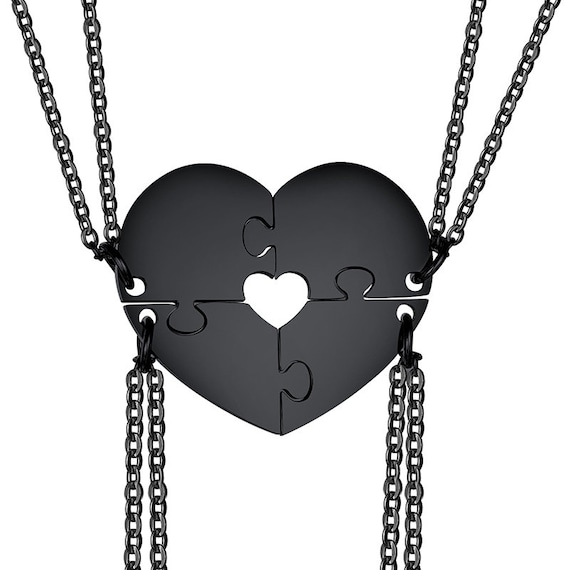 Personalized Best Friends Necklaces for 4pcs Puzzle Heart Family