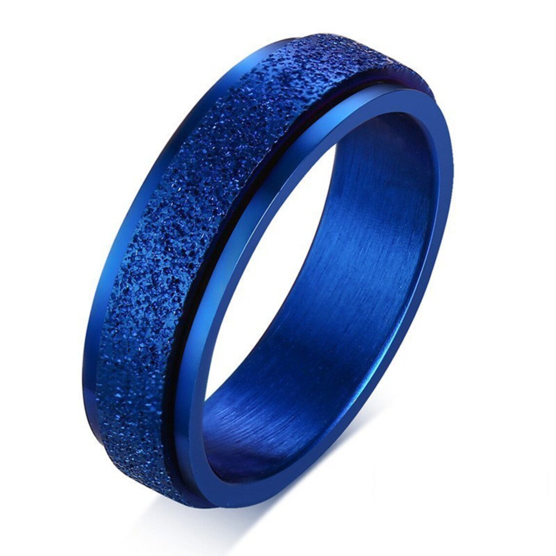 Customalized Spinner Ring Unique Sandblast Stainless Steel | Etsy