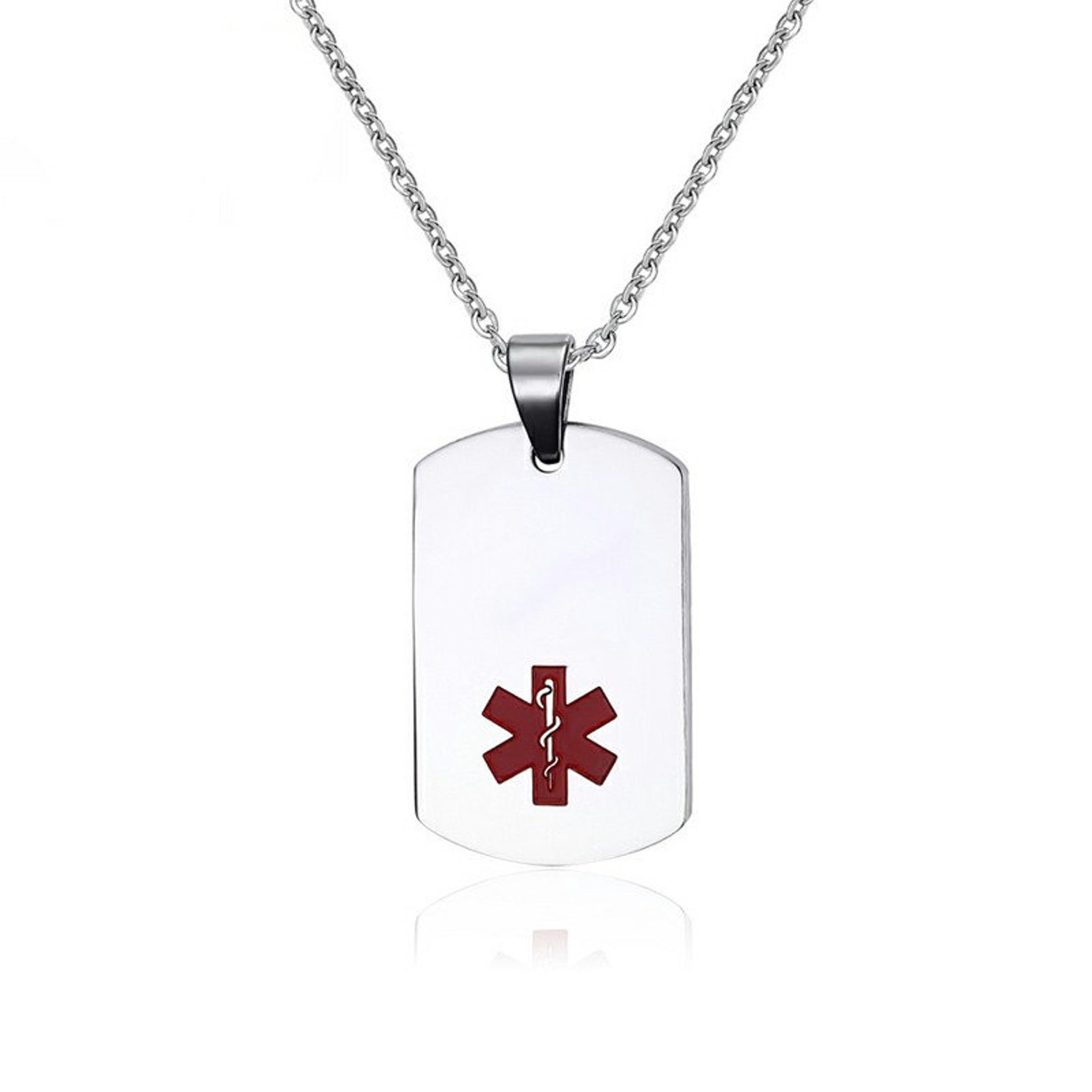 Personalized Medical Alert ID Pendant, Custom ICE Info Necklace