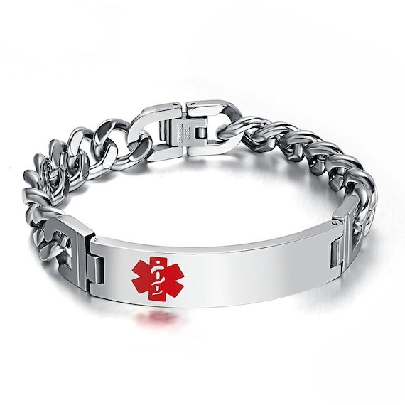 Personalized Stainless Steel Medical Alert Bracelet - Engravable ID Tag For Diabetes, Epilepsy, Allergies (Men's & Women's) - View #9