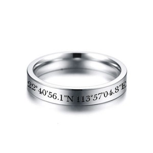 Customized Coordinate Wedding Rings for Women Record Memorable Promise Anniversary Gifts Free Engraving