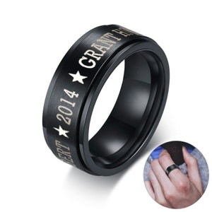 Personalized Stainless Steel Spinner Class Rings 8mm Wedding Rings Jewelry Free Engraving
