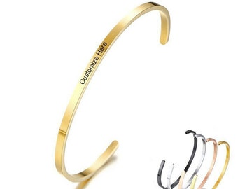 Elegant Bangle for Women Personalized Cuff Bracelet Temperament Lady Party Free Engraving