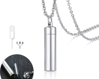 Hollow Tube Personalized Pendants For Men Women Memorial Urn Necklace For Ashes Free Engraving