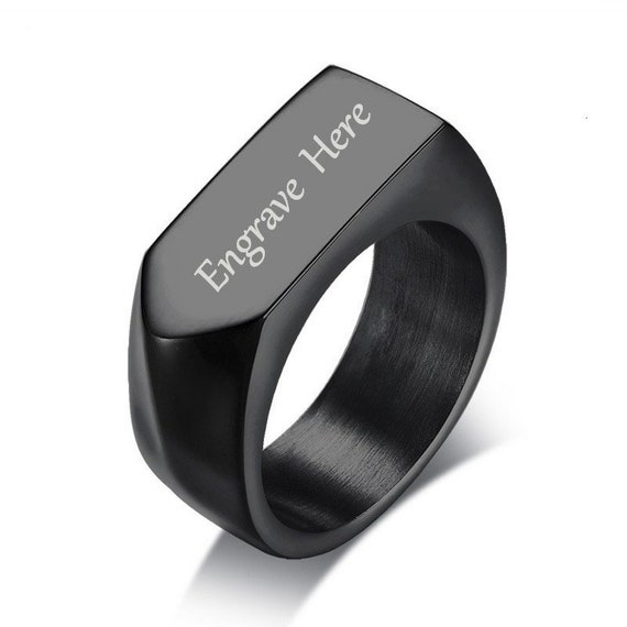 Flat top Personalized Ring for Men Customized Name Words Jewelry