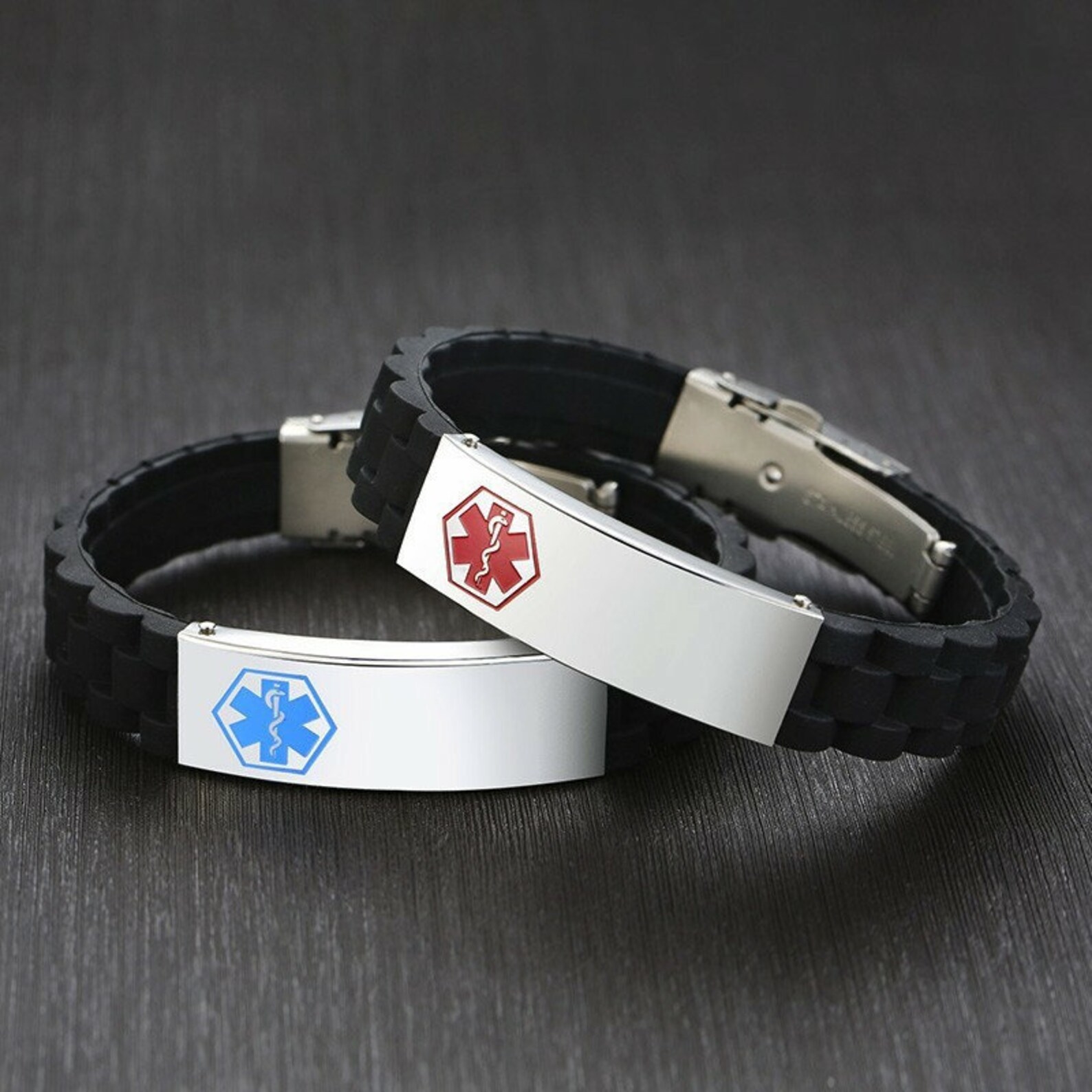 Silicone Wristband for Men Personalize Medical Alert Bracelet Etsy