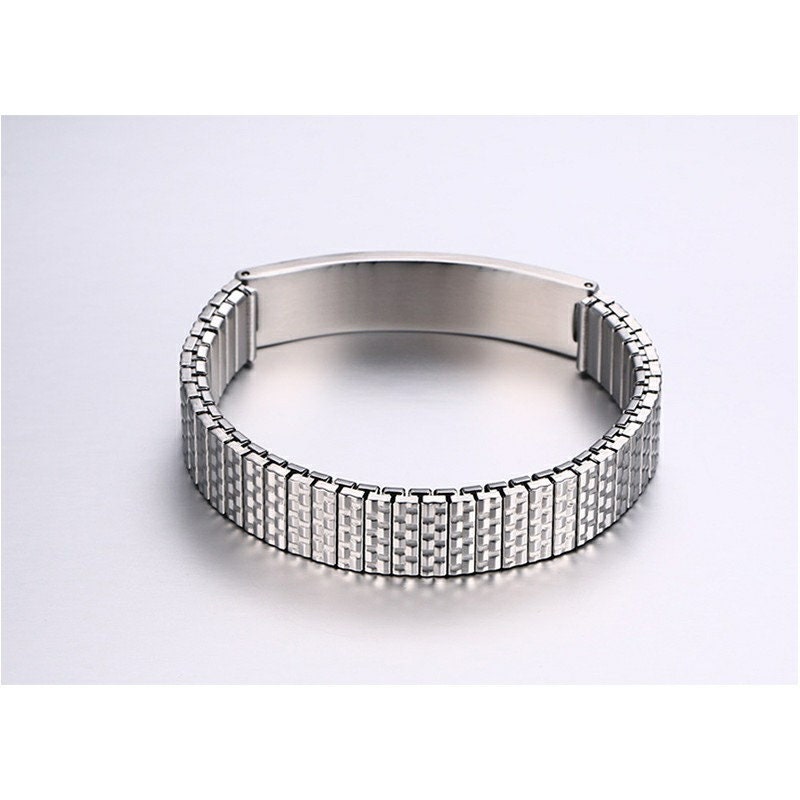 Women Men's Stainless Steel Medical Alert ID Stretch