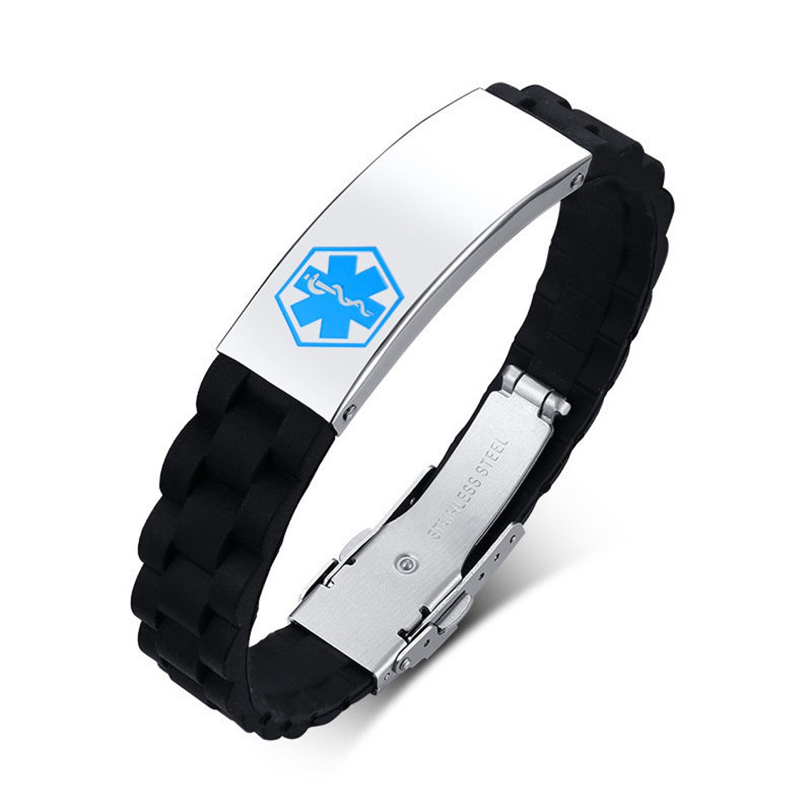 Silicone Wristband for Men Personalize Medical Alert Bracelet | Etsy