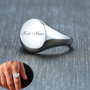 Anel de sinete com nome gravado personalizado para homens, mulheres, amor, data, joias personalizadas, gravação grátis