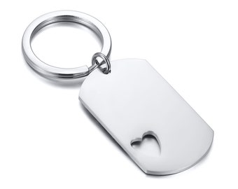 Custom Classic ID Key Chain, Personalized ID Tag Smooth Surface Never Fade Stainless Steel Keychain Free Engraving