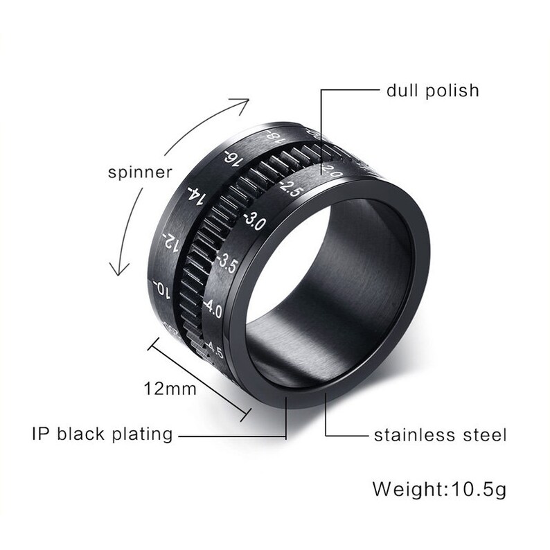 Customalized Rotatable Camera Lens Ring Black Unique 12mm Etsy
