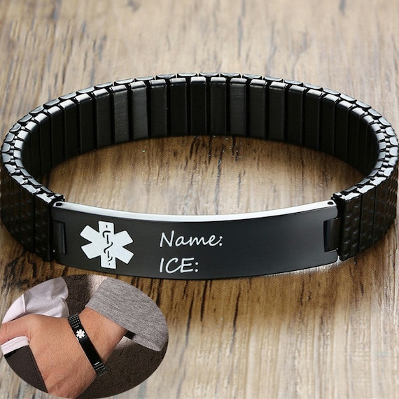 Elastic Medical Alert ID Bracelet for Women Men Emergency