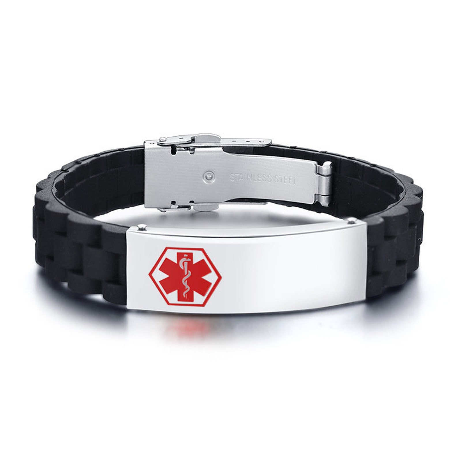 Silicone Wristband for Men Personalize Medical Alert Bracelet - Etsy