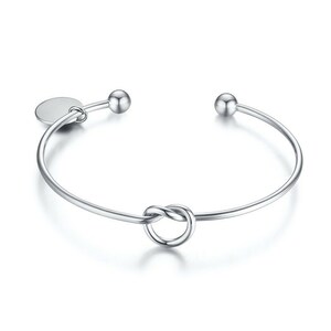 Women Adjustable Custom Cuff Bracelets Personalized Love Girls Bangle for Her Free Engraving Silver