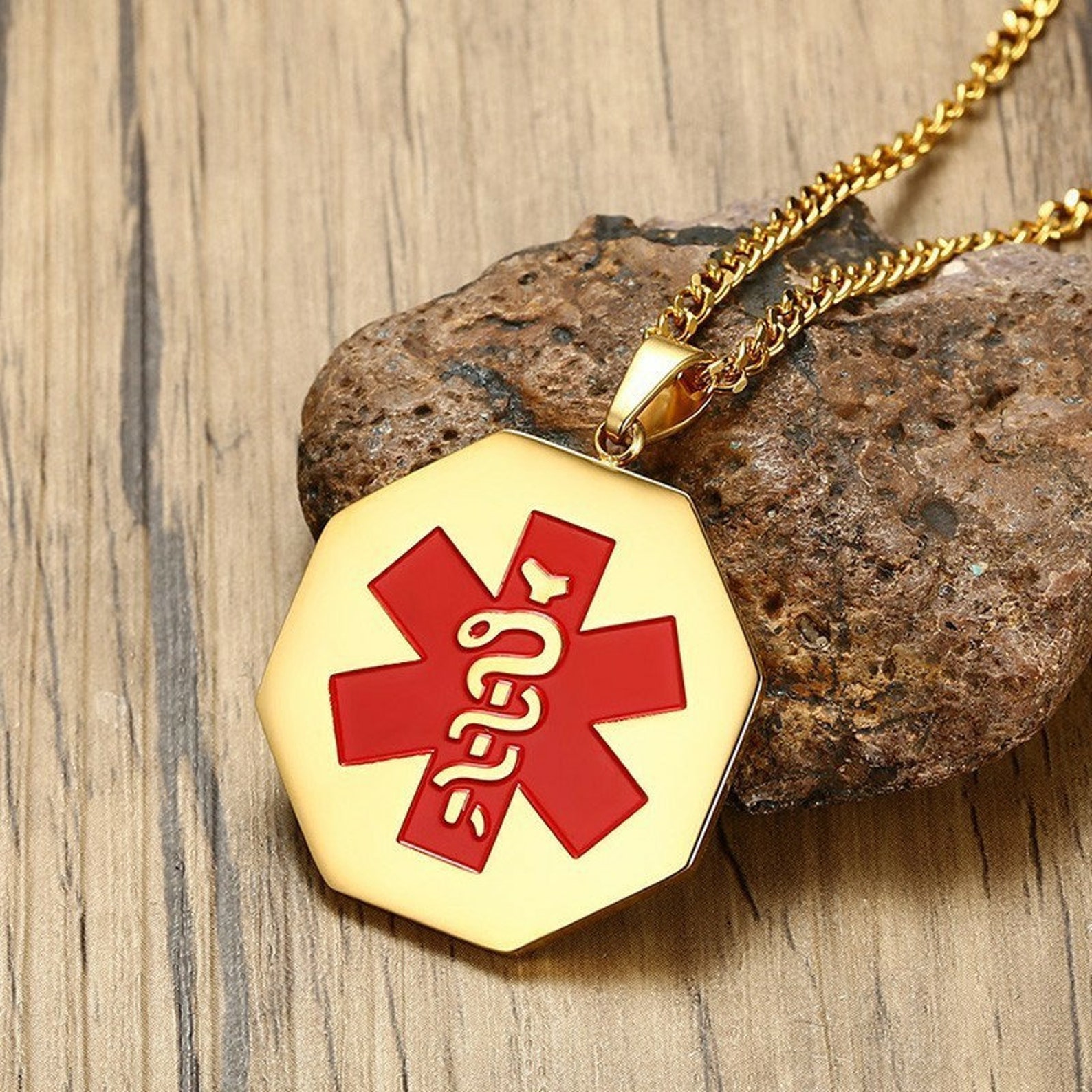 Custom Medical Alert ID Pendant for Men Women Personalized Etsy