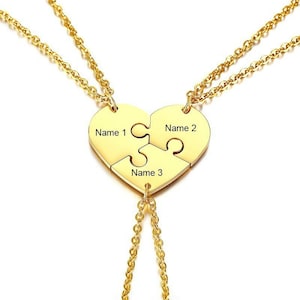 Personalized Heart Name Best Friends Necklaces For 3 Friendship Love Pendants Free Engraving