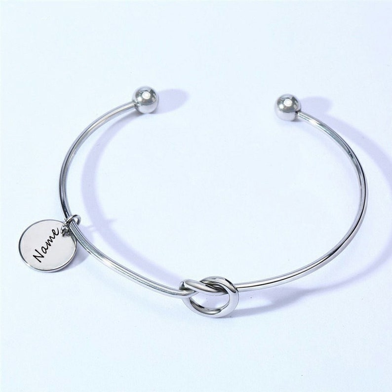 Women Adjustable Custom Cuff Bracelets Personalized Love Girls Bangle for Her Free Engraving image 1