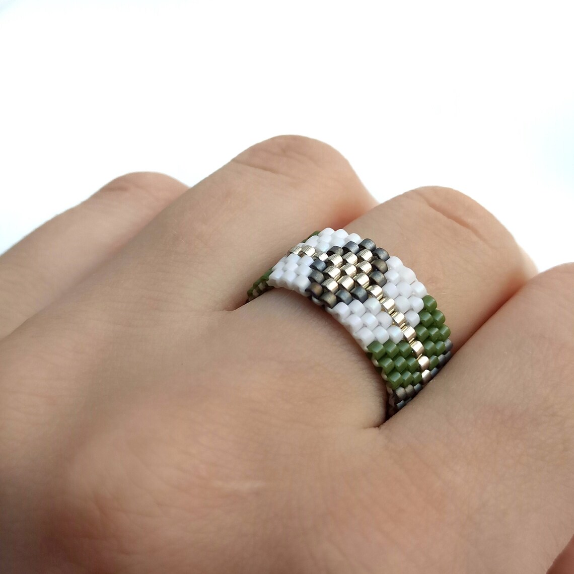 Native American style ring Geometric beaded rings for women Etsy