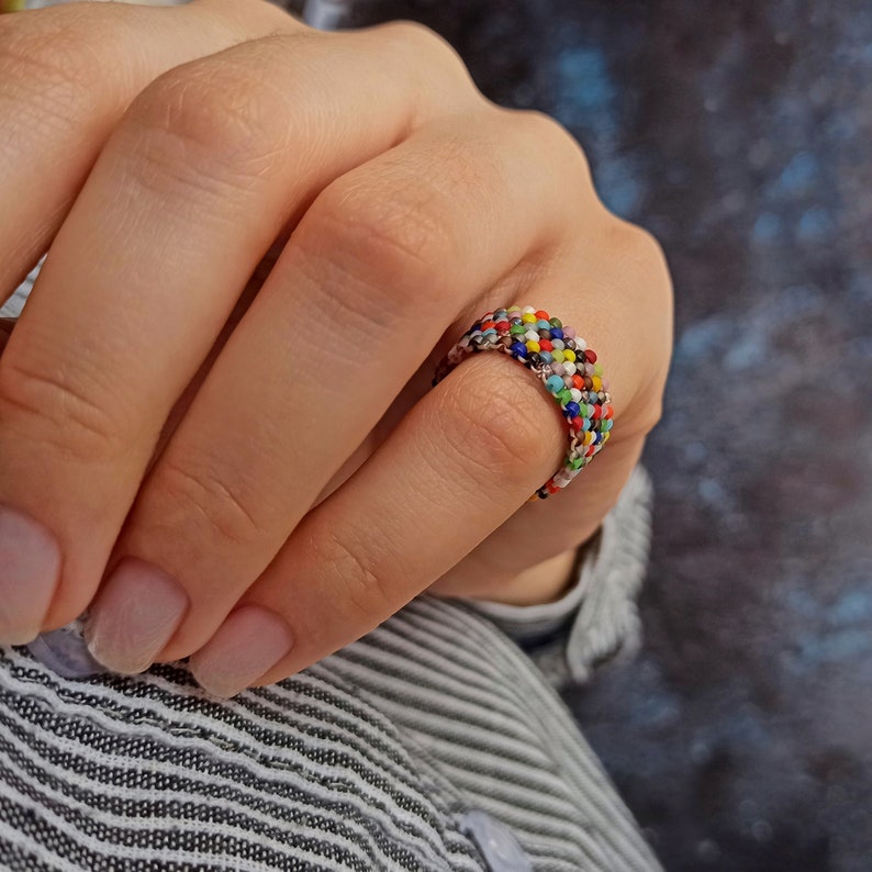 Pinky bead ring for women