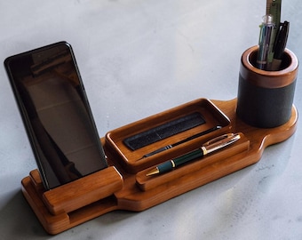 Cherry Wood Desk Organizer