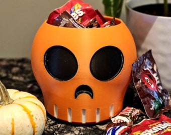 Orange Skull Candy Bowl for Halloween