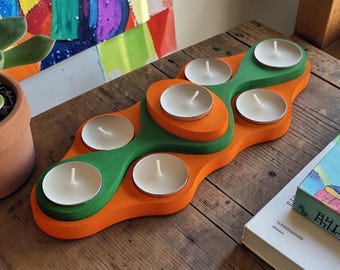 Wavy Poplar Wood Tea Light Candle Holder