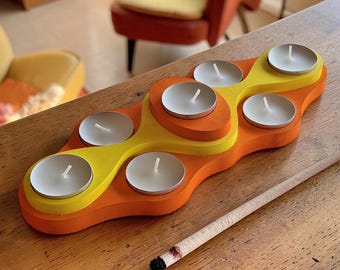 Wavy Poplar Wood Tea Light Candle Holder