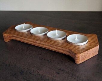 Red Oak 4 Tea Light Candle Holder