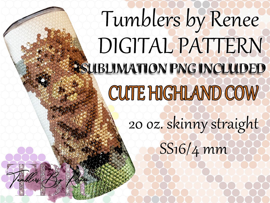 Cute Highland Cow Rhinestone Template 20 Oz. Skinny Straight Ss16 ...