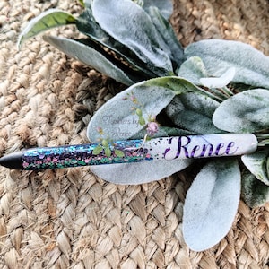 Dragonfly glitter pen with 2 refill cartridges, Purple glitter pen, epoxy pen, gift, gel pen