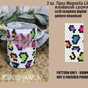 3 oz Tipsy Magnolia Lil&#39; Plump rhinestone template using ss16 stones  Digital download pattern animal print cheetah neon