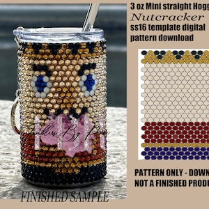 Molde de strass de 3 oz com design de quebra-nozes usando 16 pedras para o mini copo reto de 3 oz Hogg, download digital, inclui sublimação