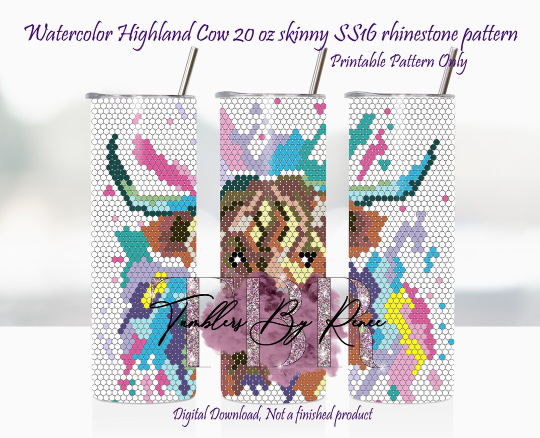 Highland Cow Rhinestone Template 20 Oz. Skinny Straight Ss16 Stones ...